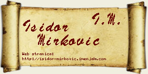 Isidor Mirković vizit kartica
